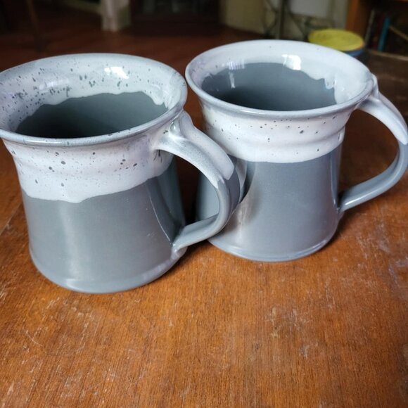 Pair of Artisan Ceramic Coffee Mugs in Gray tones~ Beautiful and large 14 oz - Picture 7 of 8